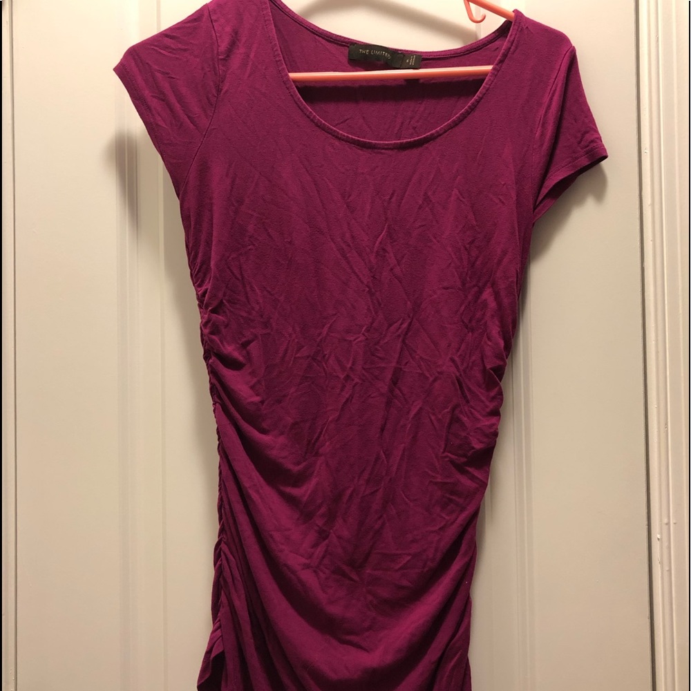 Plum short sleeve maternity shirt